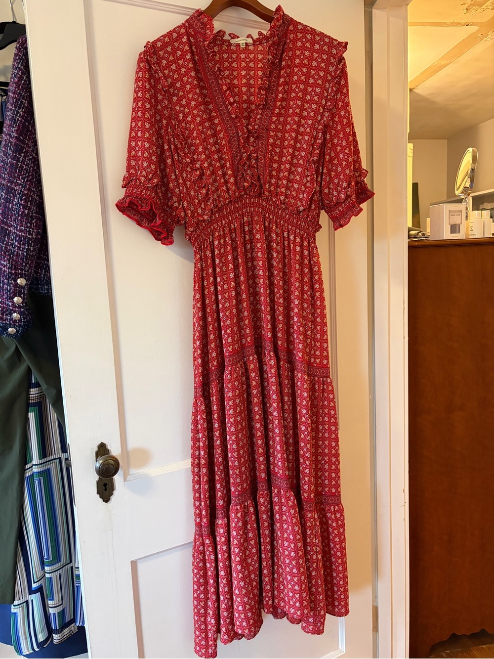 Max Studio Red Floral Maxi Dress - Tiered Dress